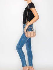 Box oval shape top handle crossbody