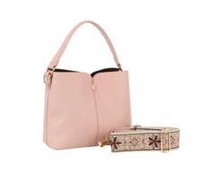 Button Detailed Triple Compartments Tote Bag