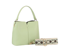 Button Detailed Triple Compartments Tote Bag