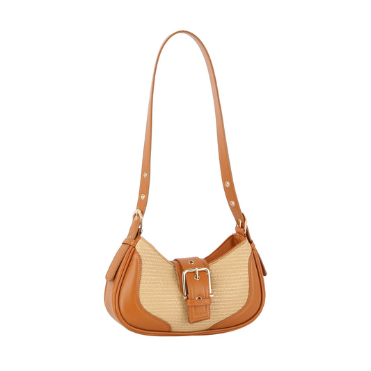 Y2K buckle detailed two tone shoulder bag