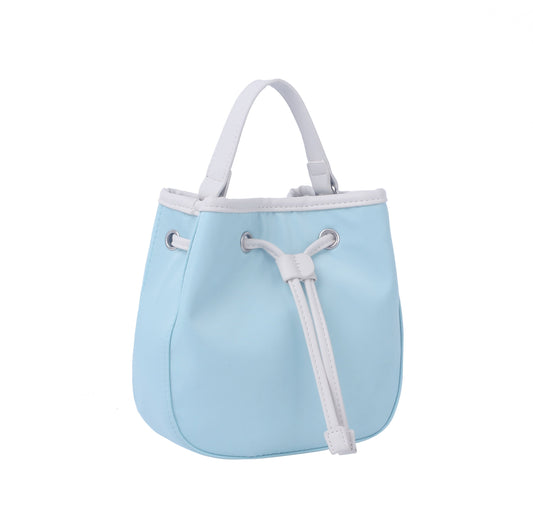 Contrast edge drawstring mini tote