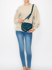 Woven front flap saddle bag