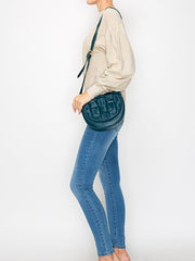 Woven front flap saddle bag