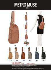 Multiple Zip Stripe Sling Bag