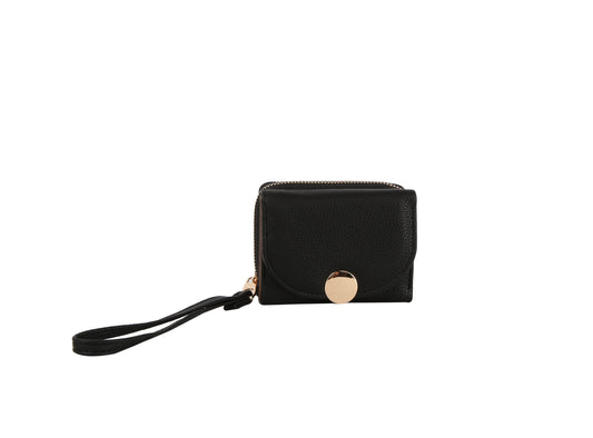 Flap snap closure half wallet