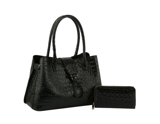 Satchel Purse Top Handle Croc Shoulder Bag Women