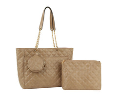 Fashion Quilted Three pieces Set Large Tote
