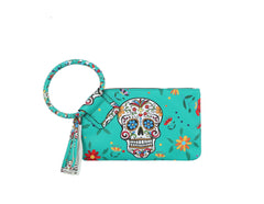 Fashion Calavera Skull Printed Wristlet Clutch