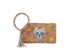 Fashion Calavera Skull Printed Wristlet Clutch