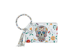 Fashion Calavera Skull Printed Wristlet Clutch