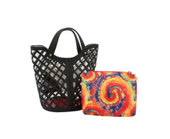 2 in 1 Tote Handbag With colorful small bag