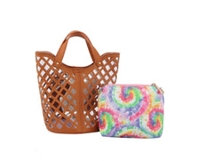 2 in 1 Tote Handbag With colorful small bag