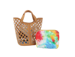2 in 1 Tote Handbag With colorful small bag