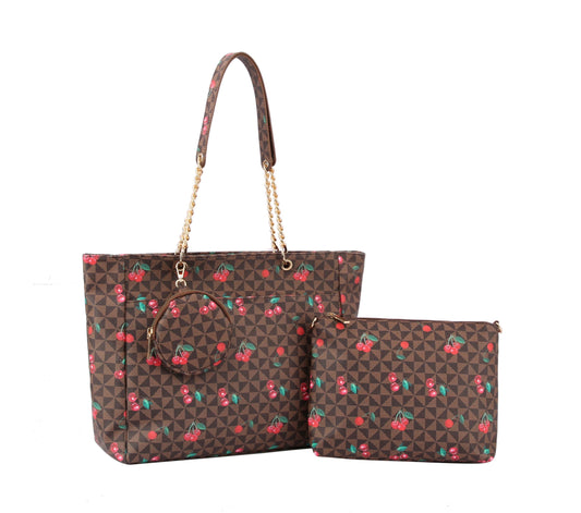 Tote Bag Shoulder Bag Top Handle Satchel Purse  CHERRY MONOGRAM SATCHEL  3pcs