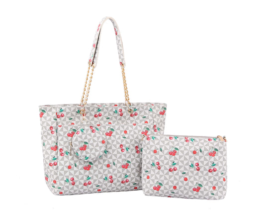 Tote Bag Shoulder Bag Top Handle Satchel Purse  CHERRY MONOGRAM SATCHEL  3pcs