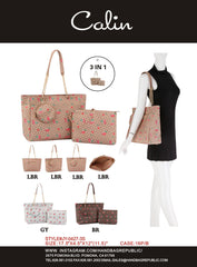 Tote Bag Shoulder Bag Top Handle Satchel Purse  CHERRY MONOGRAM SATCHEL  3pcs