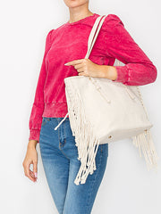 Corve texture fringe tote