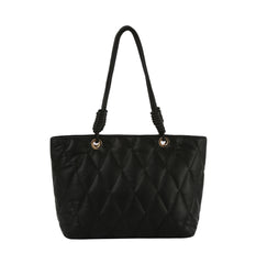 Quited Tote With Loop Knot Detailed Handle