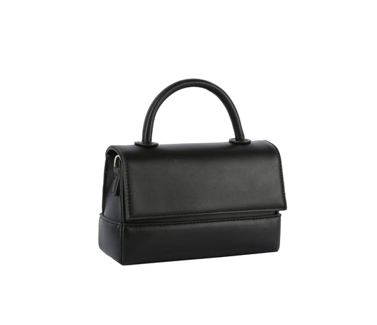 Double snap closure mini tote with single top handle