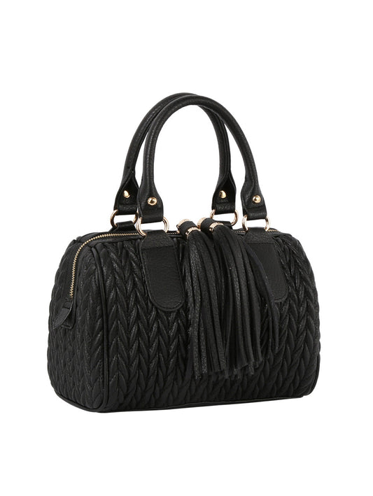 Braided satchel with tassel