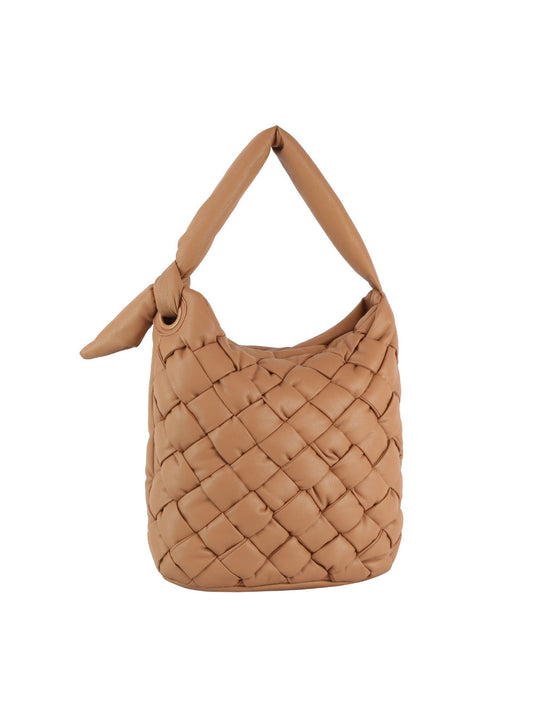Padded woven tie handle hobo