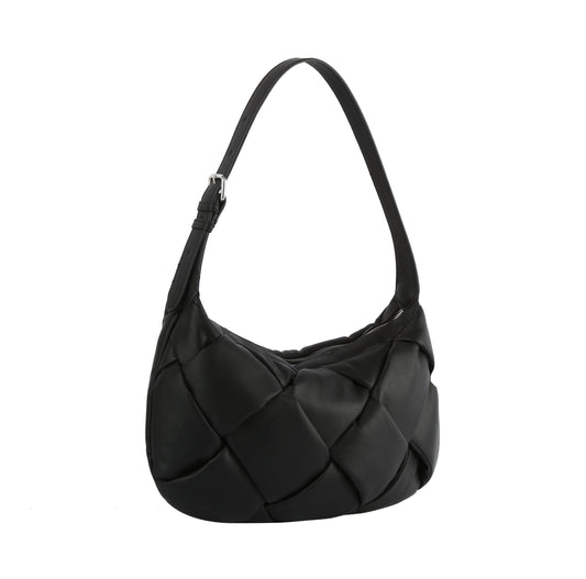 Puffy woven shoulder hobo