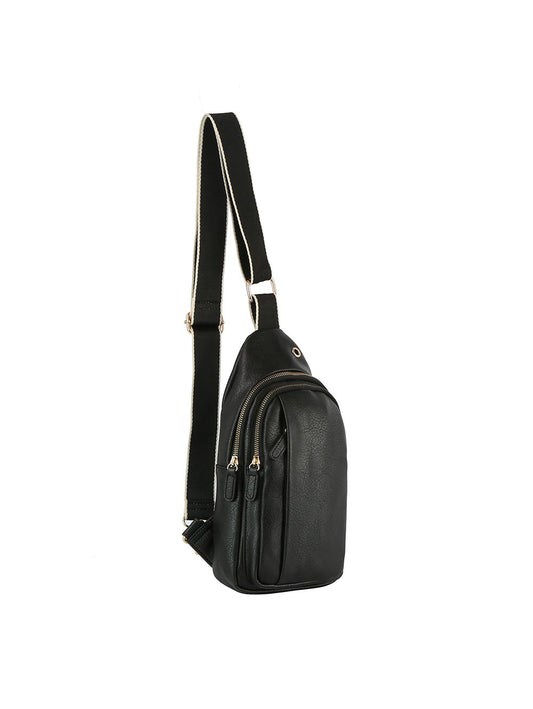 Stripe guitar strap triple zips sling