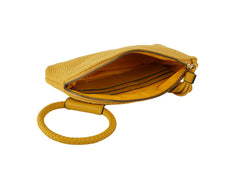 Canvas Cuff Handle Tassel Wristlet Knit Clutch