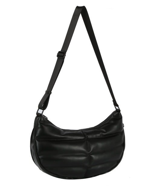 Puffy quilted half moon unisex shoulder