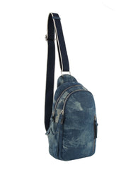 Double Compartments Denim Sling Bag