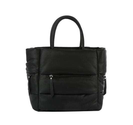 Puffer tote with zip pockets