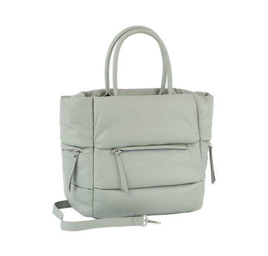 Puffer tote with zip pockets