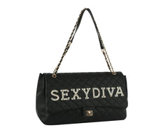 Fashion Oversize Quilted Satchel with SEXYDIVA Letter studded