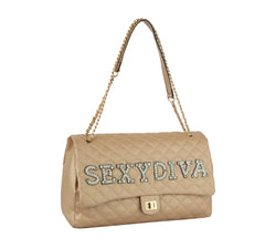 Fashion Oversize Quilted Satchel with SEXYDIVA Letter studded