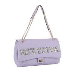 Fashion Oversize Quilted Satchel with SEXYDIVA Letter studded