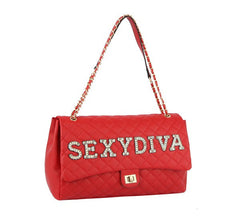 Fashion Oversize Quilted Satchel with SEXYDIVA Letter studded