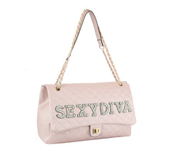 Fashion Oversize Quilted Satchel with SEXYDIVA Letter studded