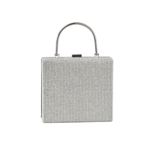 Crystal Silver Square Rhinestone Crossbody Purse