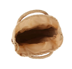 Drawstring Straw Basket Bag