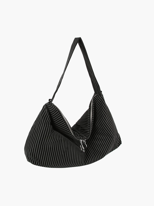 Pinstripe Large Shoulder Bag