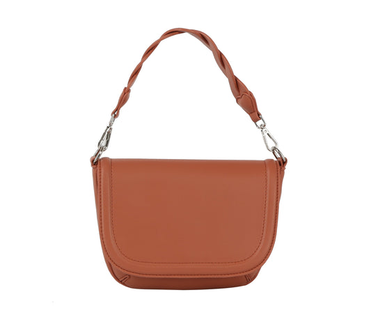 Woven top handle front flap crossbody