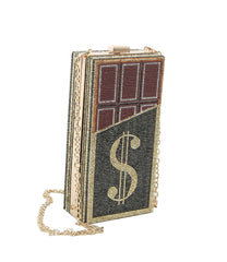 Women Gold color Clutch Evening Crossbody Handbag