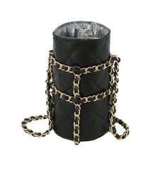 FASHION CYLINDER DIAMOND BRAIDED CROSSBODY BAG