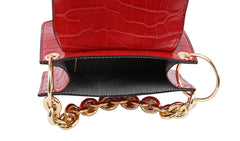 Satchel with Stylish Chain Purse