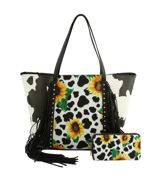 Women Cheetah Printed Flower Tote Hobo Bag
