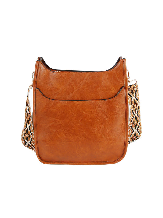Front Pocket Stylized Strap Shoulder Bag