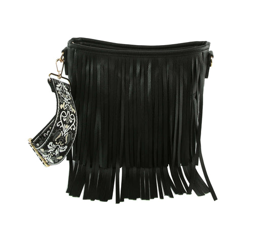 Women Crossbody Guitar strap Tassel Handbag