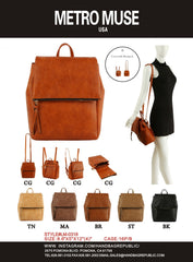 Backpack Convertible To Shoulder Bag , Whit Flap And Zipered Closure