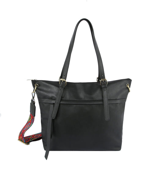 SIMPLE EVERYDAY TOTE W/ MULTICOLOR STRAP