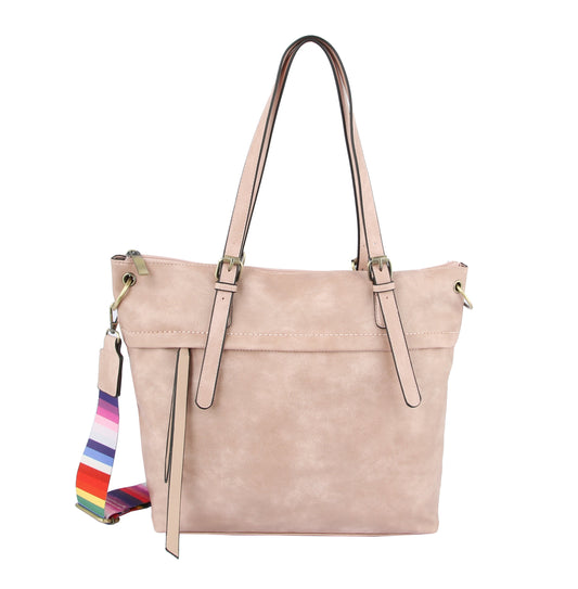 SIMPLE EVERYDAY TOTE W/ MULTICOLOR STRAP